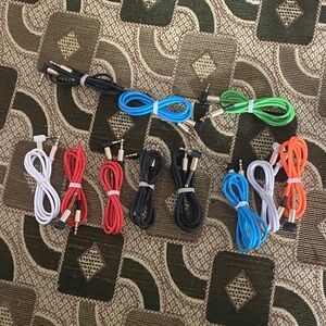 🔥 Lot of 227 Mixed Color AUX Cables – 3.5mm Audio – Bulk Wholesale Deal